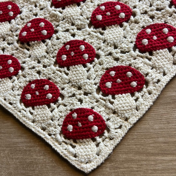 Crochet Mushroom Pattern Bandana - Picture 3 of 3